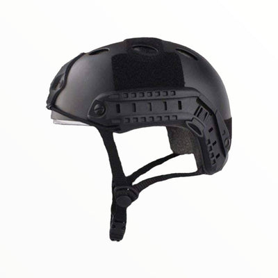 Casco táctico militar de oreja recortada con rieles, en verde, negro y caqui