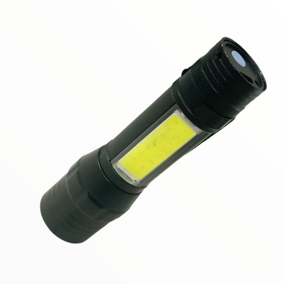 Lámpara LED T6 con luz COB lateral, zoom ajustable y clip de sujeción