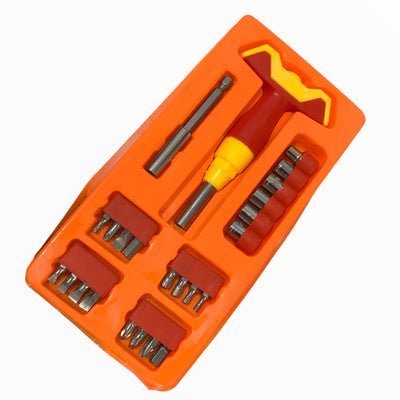 Desarmador con 24 puntas intercambiables para múltiples tornillos