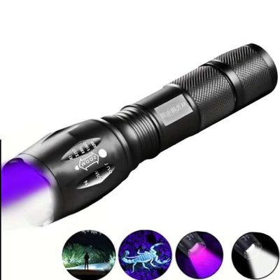 Lámpara LED con luz blanca y luz negra UV, zoom ajustable