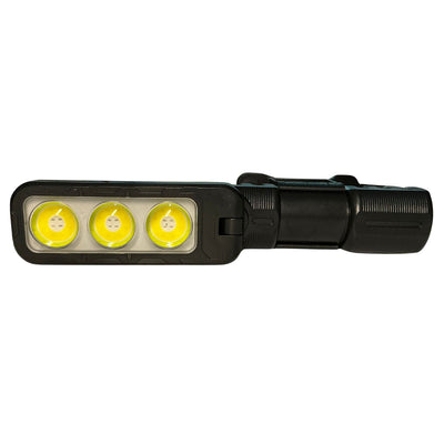Linterna rotativa cabeza-mano con 6 modos de luz y carga USB-C