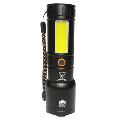 Linterna LED táctica 6 modos con luz COB lateral para camping y emergencias