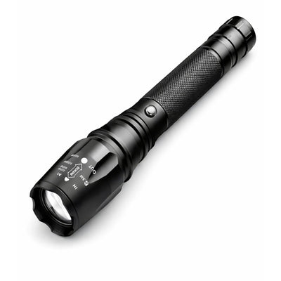 Lámpara LED T9 recargable con zoom y batería tipo 18650