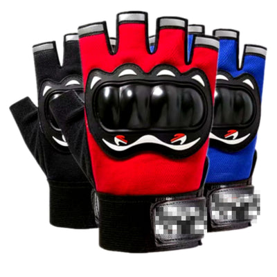Guantes antirreflejantes de medio dedo con nudillos protegidos en negro