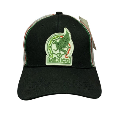 Gorra trucker snapback México con parche frontal en color negro y rojo