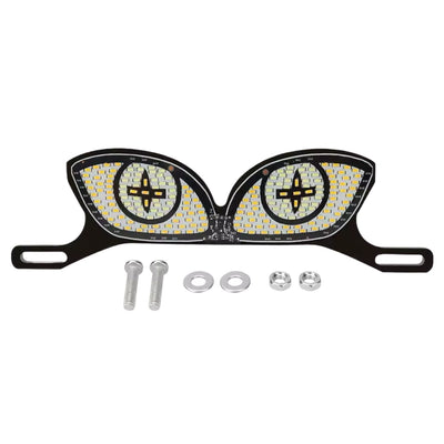 Porta placa con luz LED estilo ojos y varios modos para motocicleta
