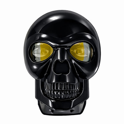 Faro LED delantero diseño skull para moto, con luz blanca y ámbar, resistente al agua