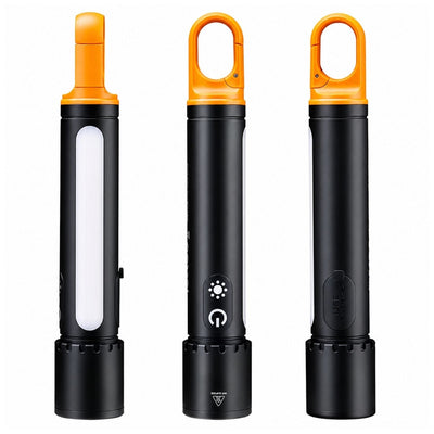 Lámpara con mosquetón, zoom y 9 modalidades de iluminación