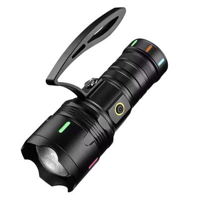 Linterna power bank con zoom telescópico y pantalla digital de batería