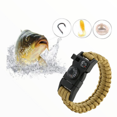Pulsera multiherramienta de supervivencia con navaja, brújula y cuerda paracord
