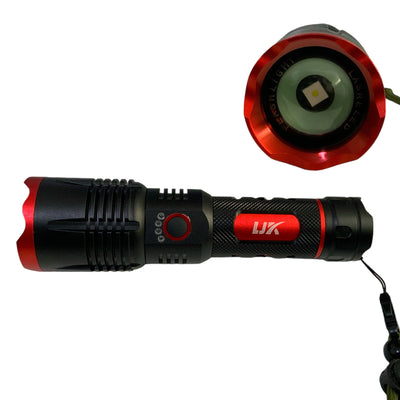 Linterna LED con zoom, función power bank y carga por USB