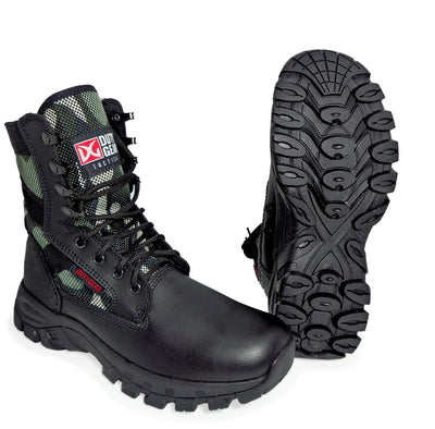 Botas tácticas de combate en color negro camuflado