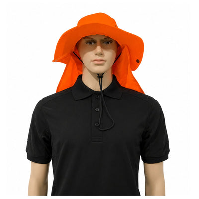 Sombrero safari naranja de alta visibilidad con cinta reflejante
