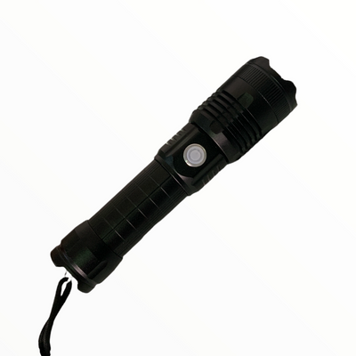 Lámpara LED T9 recargable con zoom, 5 modos y correa de mano