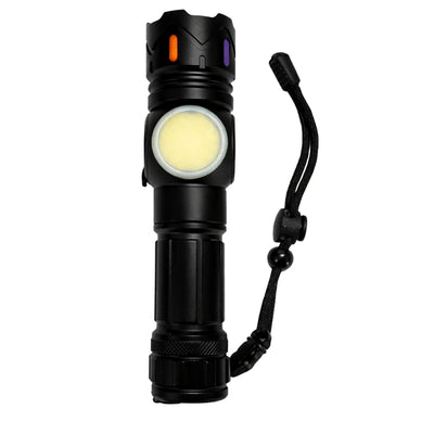 Linterna LED compacta con 5 modos, luz COB lateral e imán integrado