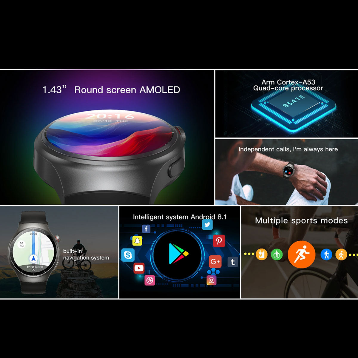 Smart Watch Reloj Inteligente Android 8.1 Dm80 Fralugio Quad Core Gps Hd