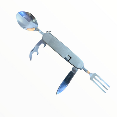Cubiertos plegables compactos para camping en estuche