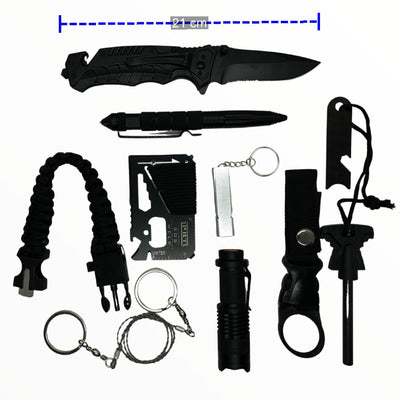 Kit táctico de campismo 10 en 1 con caja survivor