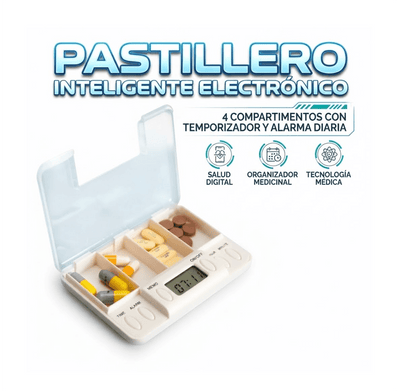 Pastillero Electrónico 4 Espacios Con Alarmas Recordatorio - Gadgets y Tecnología en Fralugio México