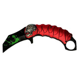Navaja plegable tipo karambit con diseño de calavera y clip — imagen 1 de 4