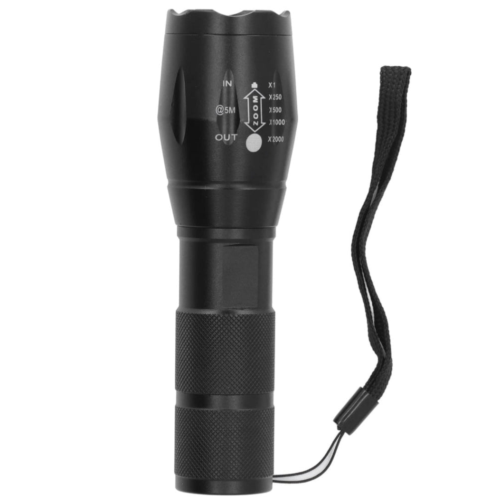 Linterna LED Q5 con 4 modos de iluminación y zoom ajustable