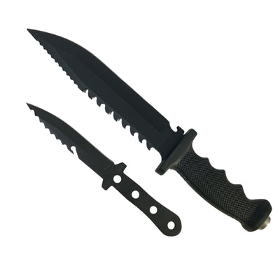 Cuchillo de supervivencia 2 en 1 con mini cuchillo auxiliar y funda