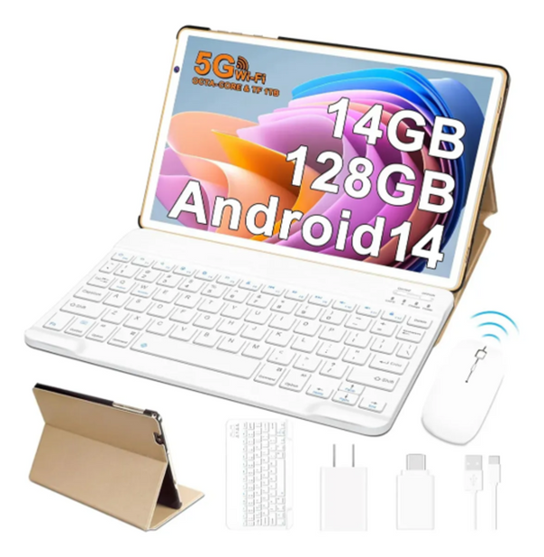 Tablet Android 14 10.1" 128GB -14GB de RAM DORADO