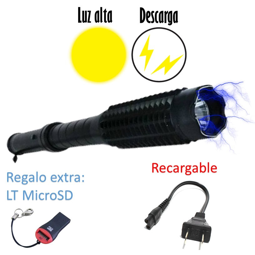 Bastón de aluminio con lámpara LED de emergencia y dispositivo de descarga