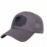 Gorra táctica con bordado de calavera y panel de malla en color negro — imagen 3 de 10