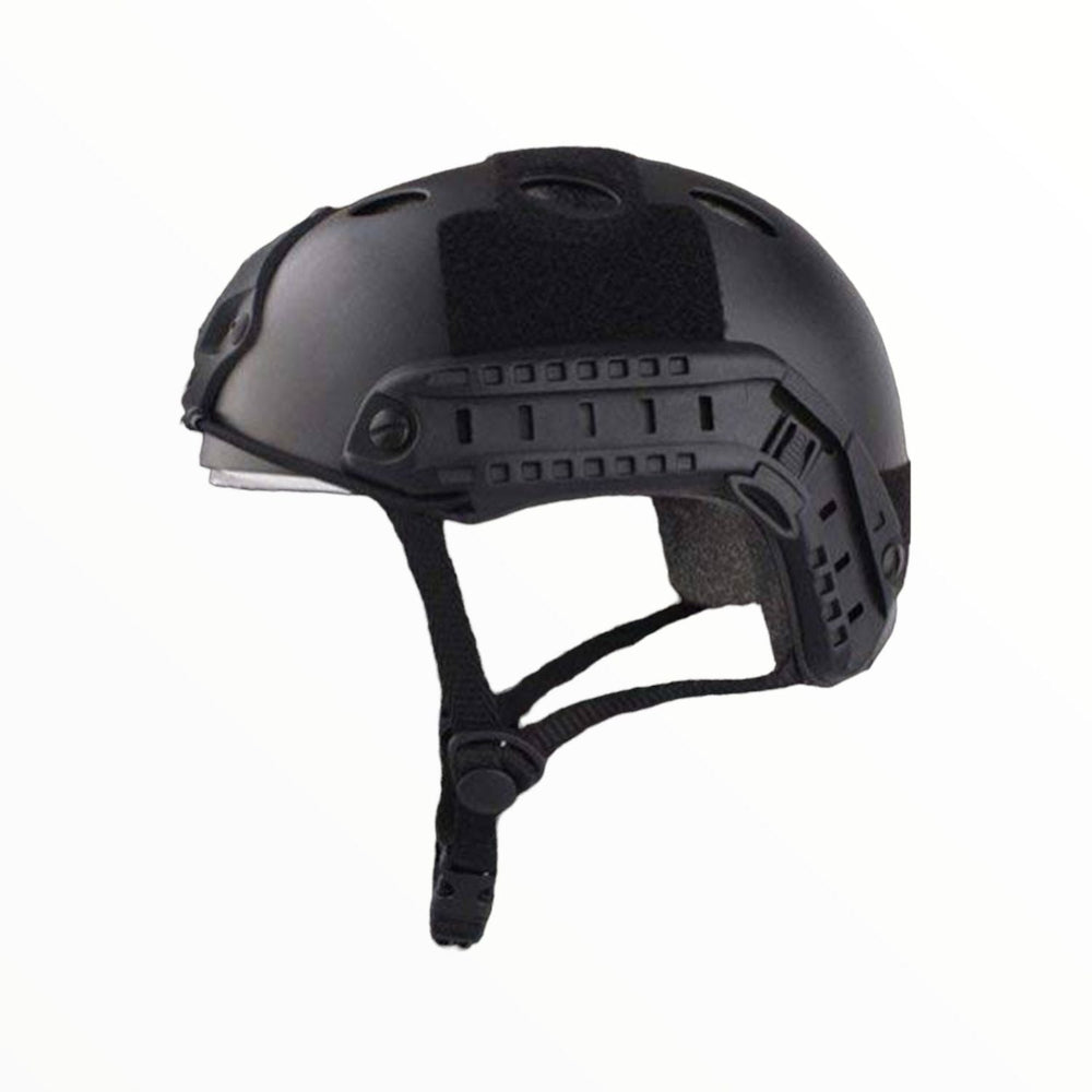 Casco táctico militar de oreja recortada con rieles, en verde, negro y caqui