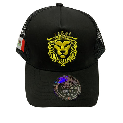 Gorra trucker negra con bordado 3D y malla trasera transpirable