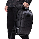 Mochila banco de piel con corte láser para camping, en color negro — imagen 3 de 4
