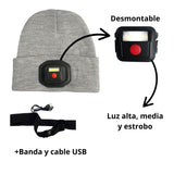 Gorro con luz LED frontal recargable en color negro — imagen 2 de 4