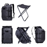 Mochila banco de piel con corte láser para camping, en color negro — imagen 4 de 4