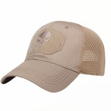 Gorra táctica con bordado de calavera y panel de malla en color negro — imagen 4 de 10