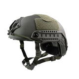 Casco táctico de oreja recortada marca LJK, en verde, negro y caqui — imagen 2 de 3