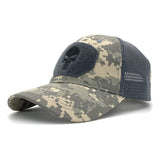 Gorra táctica con bordado de calavera y panel de malla en color negro — imagen 7 de 10