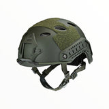 Casco táctico militar de oreja recortada con rieles, en verde, negro y caqui — imagen 2 de 3