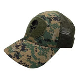 Gorra táctica con bordado de calavera y panel de malla en color negro — imagen 8 de 10