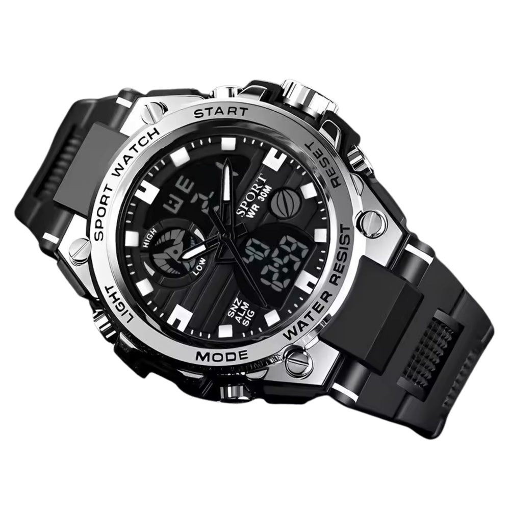 Reloj deportivo digital análogo resistente al agua 30M con luz LED