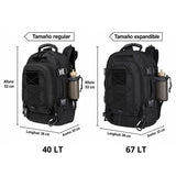 Mochila táctica militar expandible de 40 a 67 litros con sistema molle — imagen 4 de 5
