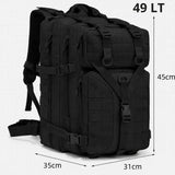 Mochila táctica militar de 49 litros con sistema molle en negro, caqui o verde — imagen 4 de 10