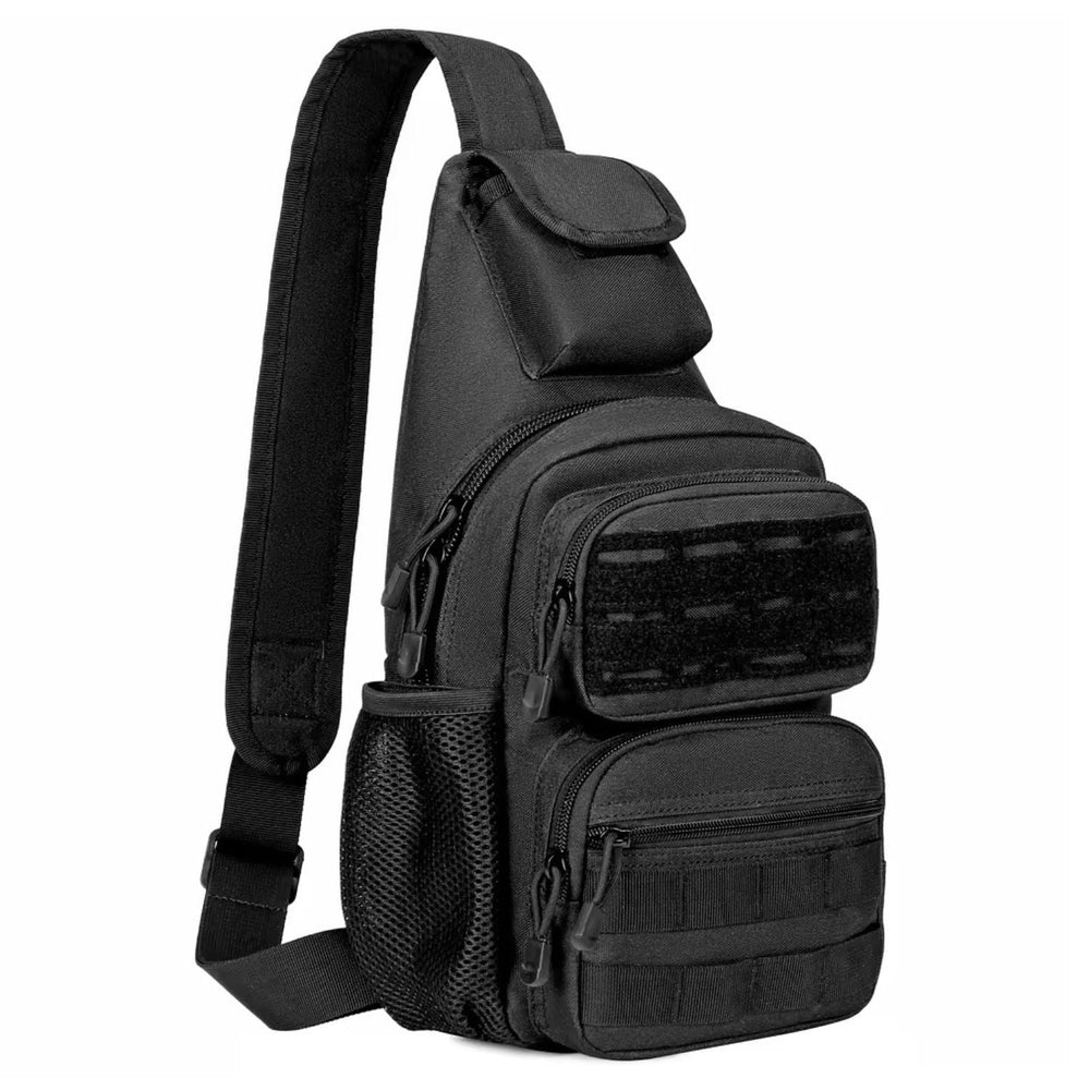 Pechera táctica Molle negra de uso rudo con puerto USB integrado