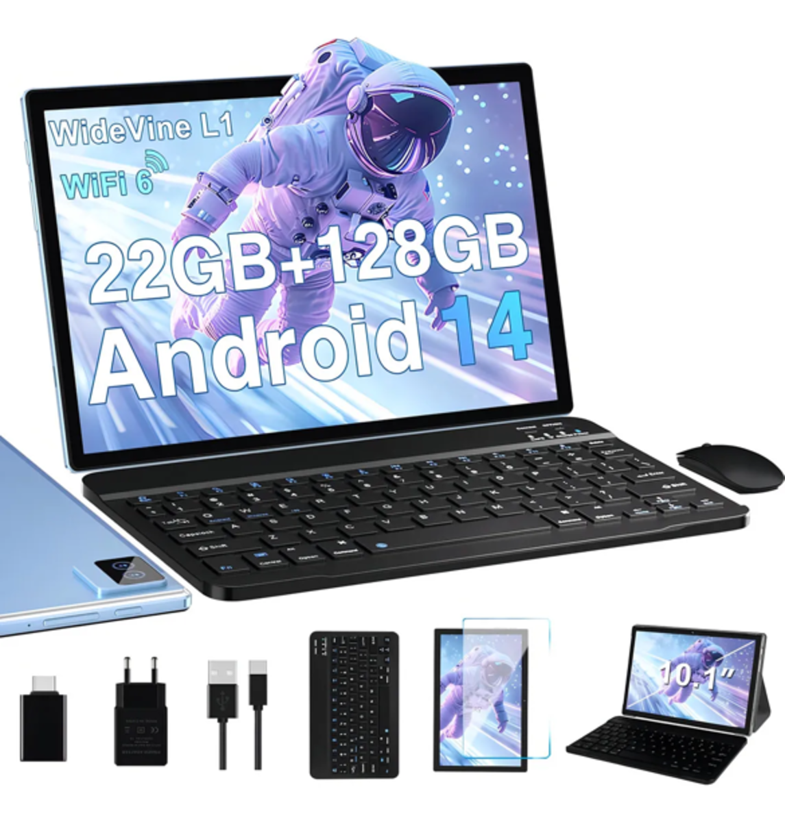 Tablet 10.1" Android 14 128GB 22GB RAM Azul