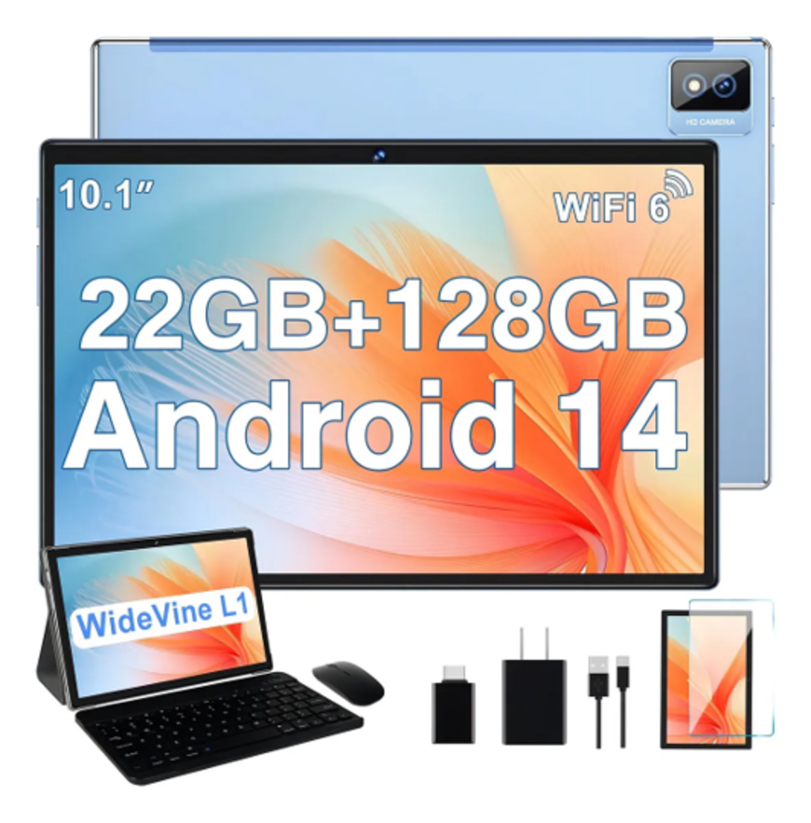 Tablet 10.1" Android 14 128GB 22GB RAM Azul