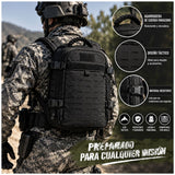 Mochila táctica de 15 litros con asa de paracord y sistema molle de corte láser — imagen 2 de 6