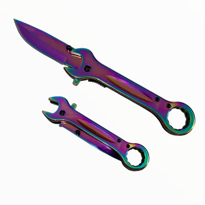 Navaja plegable con forma de llave y clip integrado