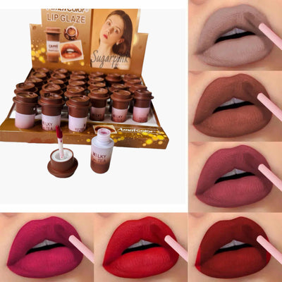 Labial mate indeleble con presentación tipo vasito de café