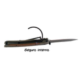 Navaja plegable con mango café, hoja de acero inoxidable y clip de soporte — imagen 4 de 4