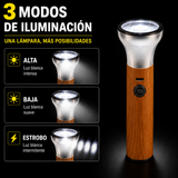 Lámpara LED recargable con acabado tipo madera para hogar y camping — imagen 3 de 4